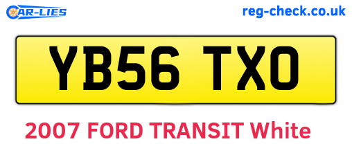 YB56TXO are the vehicle registration plates.