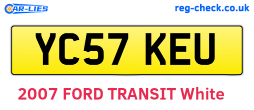YC57KEU are the vehicle registration plates.