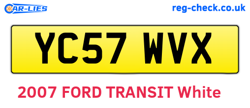YC57WVX are the vehicle registration plates.