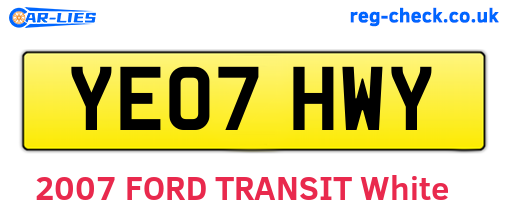 YE07HWY are the vehicle registration plates.