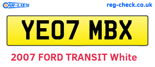 YE07MBX are the vehicle registration plates.