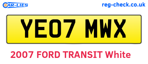 YE07MWX are the vehicle registration plates.