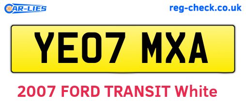 YE07MXA are the vehicle registration plates.