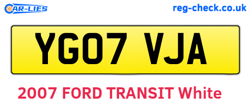 YG07VJA are the vehicle registration plates.