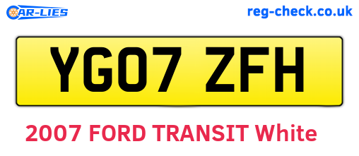 YG07ZFH are the vehicle registration plates.