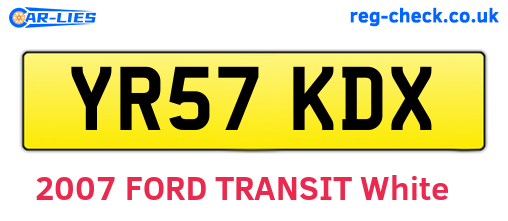 YR57KDX are the vehicle registration plates.