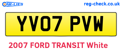 YV07PVW are the vehicle registration plates.