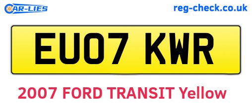EU07KWR are the vehicle registration plates.