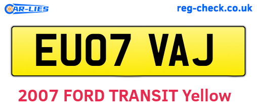 EU07VAJ are the vehicle registration plates.