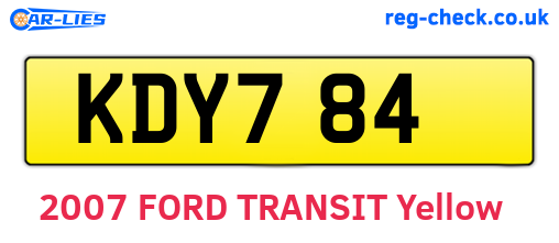 KDY784 are the vehicle registration plates.