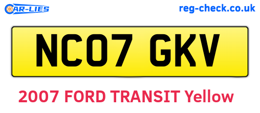 NC07GKV are the vehicle registration plates.