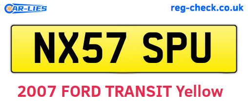 NX57SPU are the vehicle registration plates.