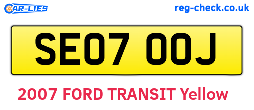 SE07OOJ are the vehicle registration plates.