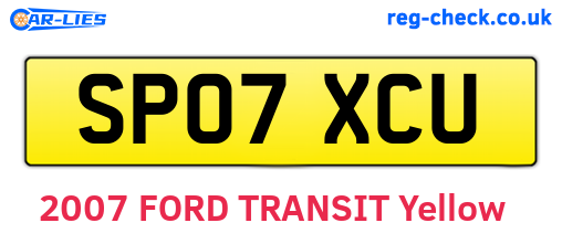 SP07XCU are the vehicle registration plates.