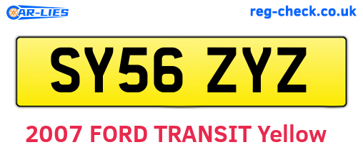 SY56ZYZ are the vehicle registration plates.