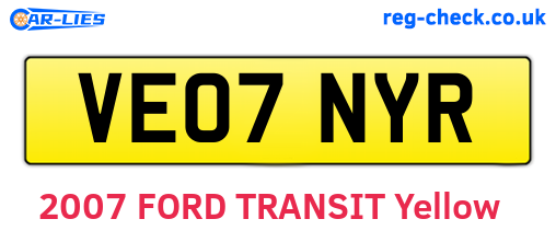 VE07NYR are the vehicle registration plates.