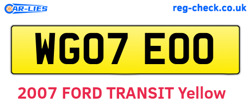 WG07EOO are the vehicle registration plates.