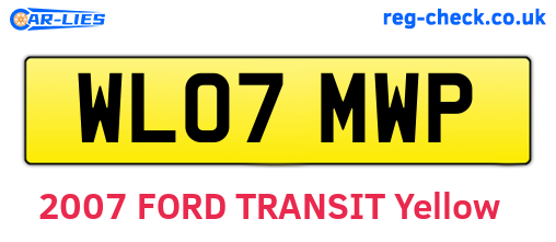 WL07MWP are the vehicle registration plates.