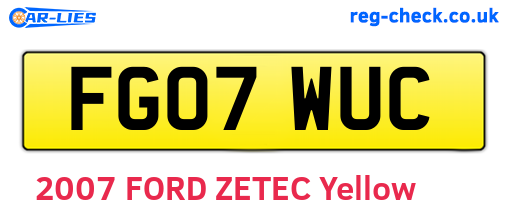 FG07WUC are the vehicle registration plates.