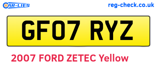 GF07RYZ are the vehicle registration plates.