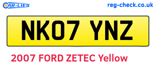 NK07YNZ are the vehicle registration plates.