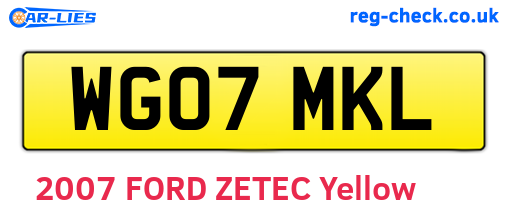 WG07MKL are the vehicle registration plates.