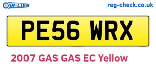 PE56WRX are the vehicle registration plates.