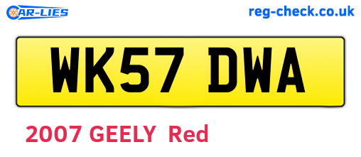 WK57DWA are the vehicle registration plates.