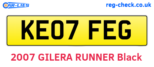 KE07FEG are the vehicle registration plates.