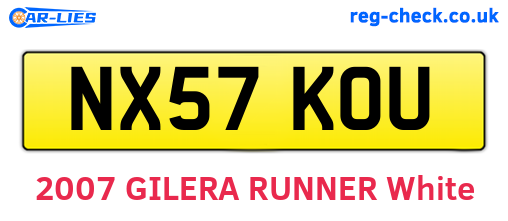 NX57KOU are the vehicle registration plates.