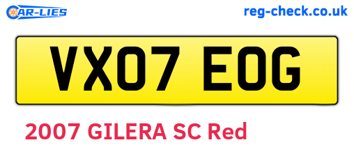 VX07EOG are the vehicle registration plates.