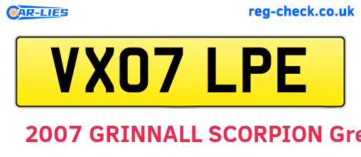 VX07LPE are the vehicle registration plates.