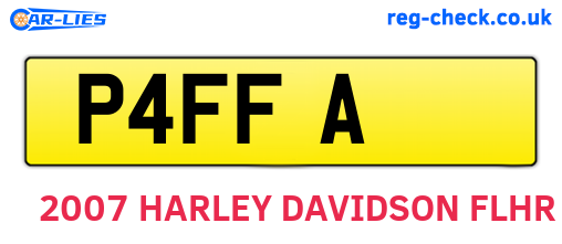 P4FFA are the vehicle registration plates.