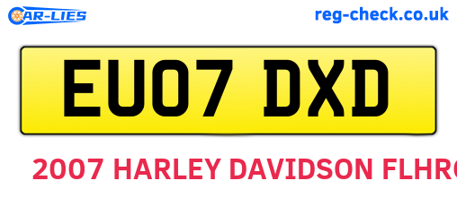 EU07DXD are the vehicle registration plates.