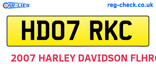 HD07RKC are the vehicle registration plates.