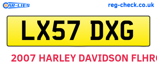 LX57DXG are the vehicle registration plates.