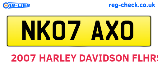NK07AXO are the vehicle registration plates.