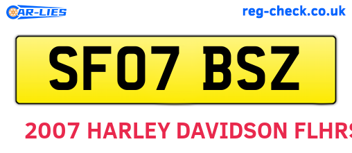 SF07BSZ are the vehicle registration plates.