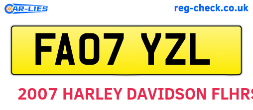FA07YZL are the vehicle registration plates.