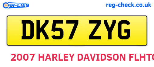 DK57ZYG are the vehicle registration plates.