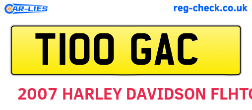 T100GAC are the vehicle registration plates.