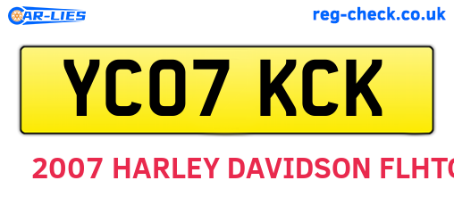 YC07KCK are the vehicle registration plates.