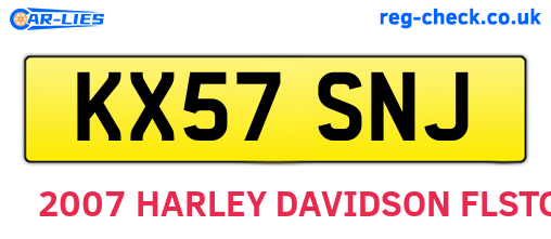 KX57SNJ are the vehicle registration plates.