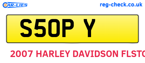 S5OPY are the vehicle registration plates.