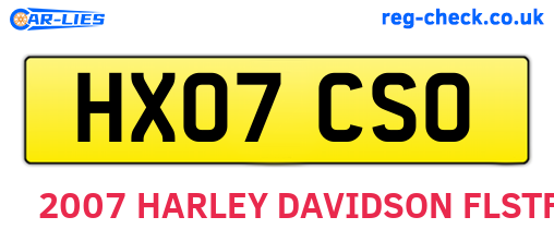 HX07CSO are the vehicle registration plates.