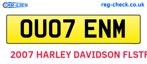 OU07ENM are the vehicle registration plates.