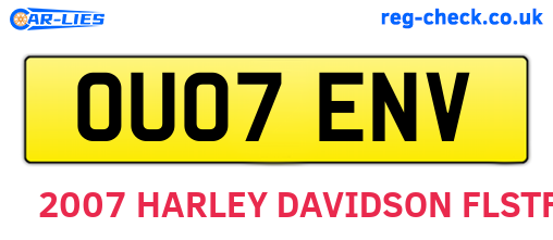 OU07ENV are the vehicle registration plates.