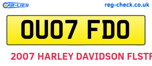 OU07FDO are the vehicle registration plates.