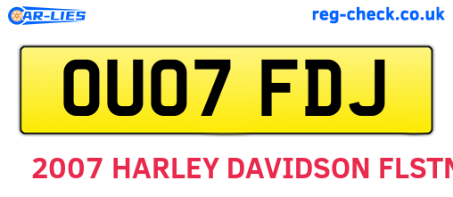 OU07FDJ are the vehicle registration plates.