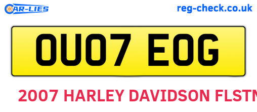 OU07EOG are the vehicle registration plates.